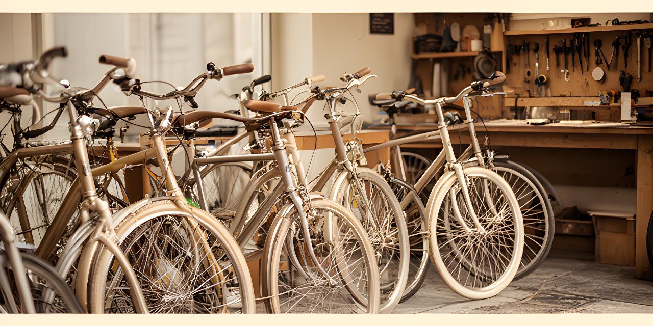 Bicicletas alinhadas junto à oficina da Baia Bicycle Store em Porto, com ferramentas e luz natural